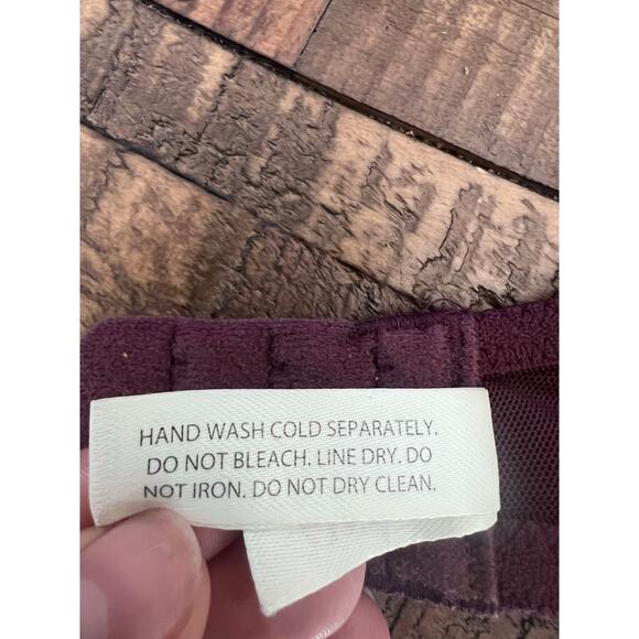 Soma Lace Bra Sz 34D Unlined Floral Embroidery Underwire Burgundy Wine Coquette - Picture 5 of 5